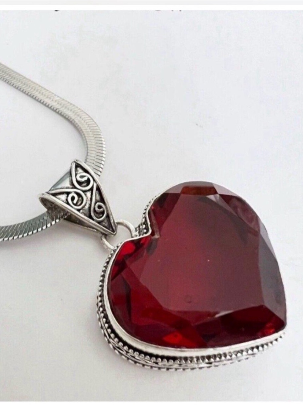 925 Sterling Silver heart Garnet necklace Gemstone womens jewelry